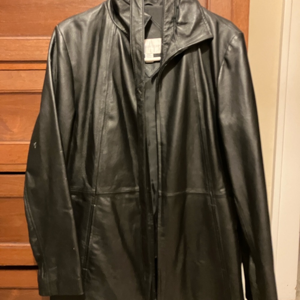 Worthington Black Leather Trench Coat